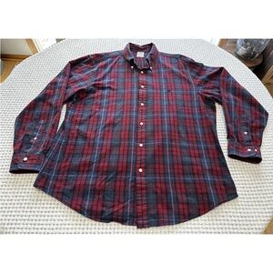 Brooks Brothers Mens XL Flannel Shirt Red Regular Fit Plaid Cotton Button Down